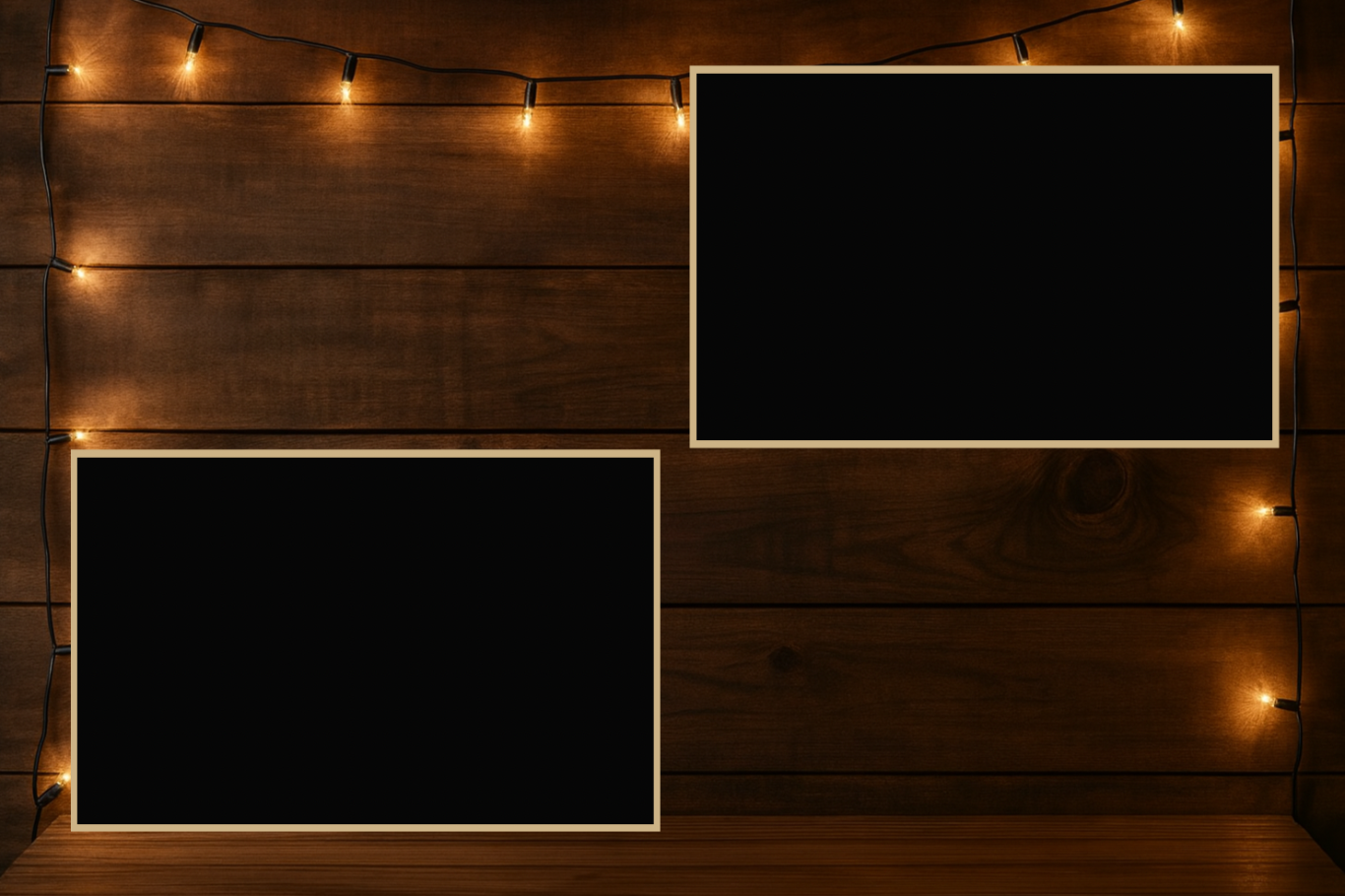 Holz mit Lichterkette 2